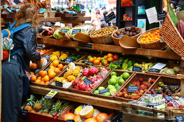 Colorful Exotic Fruits at Market Stall
