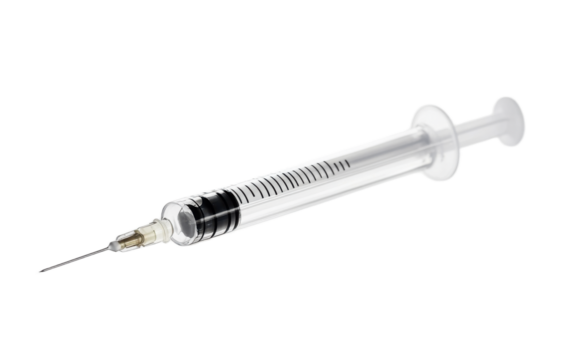 Syringe for injection on white background,png