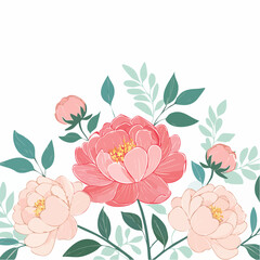 Elegant Peony Arrangement with Coral and Peach Blooms and Teal Foliage