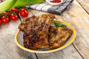 Tasty roasted pork ribs with spices