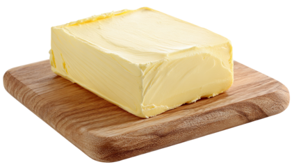 Rectangular block of butter on a wooden cutting board (1)