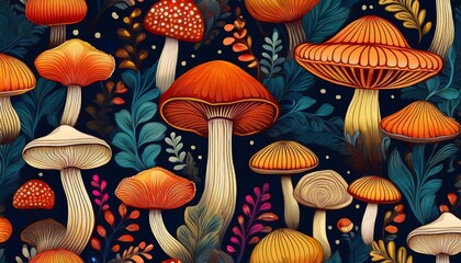 seamless pattern with mushrooms