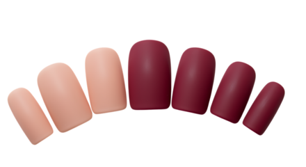 colorful nails arranged in fan shape on transparent background