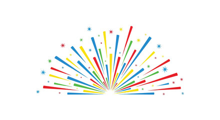 Vibrant color burst exploding into a whimsical celebration of radiating star beams, a playful design element