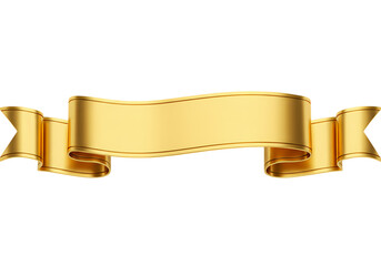 Golden Scroll Banner Elegant Blank Ribbon for Awards Certificates and Design Projects isolated on transparent background