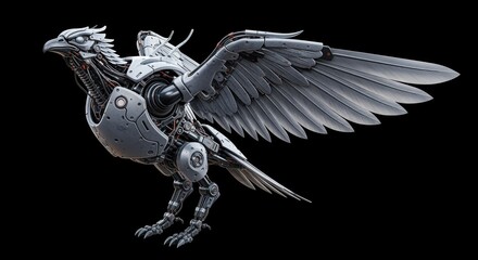 Futuristic Robotic Eagle with Mechanical Wings