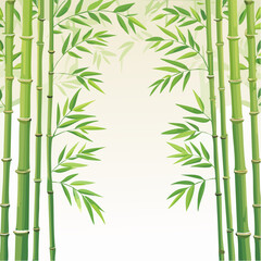 Fototapeta premium Serene Bamboo Grove Lush Green Stalks and Delicate Leafy Fronds Frame a Tranquil Space