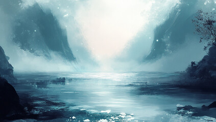 Obraz premium painting of serene and mystical seascape