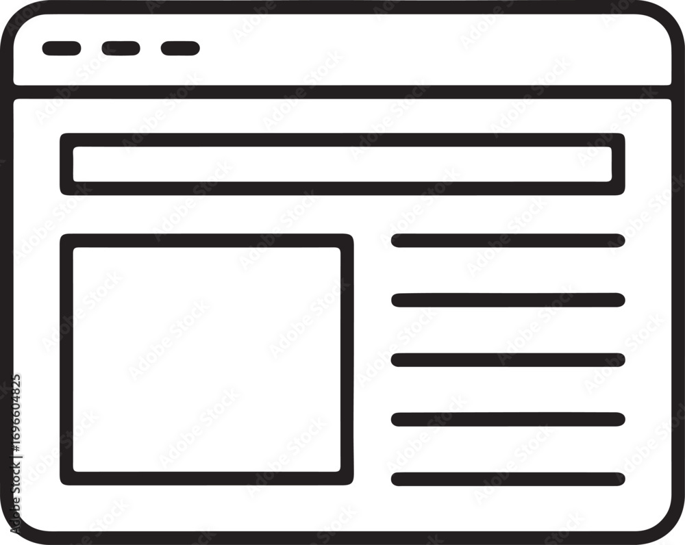Aufkleber simple line art icon of a web browser window displaying content