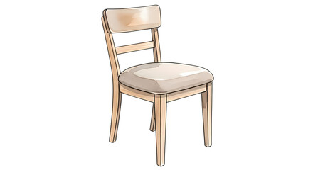 Minimalist wooden chair design with soft upholstery on neutral background