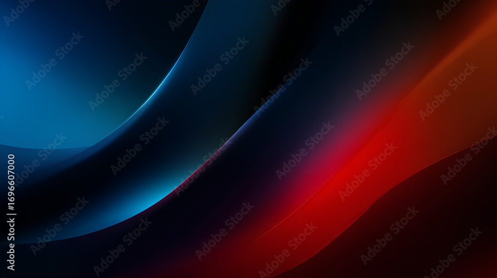 Poster abstract dark blue red black glowing color gradient grainy background, vibrant color flow noise text