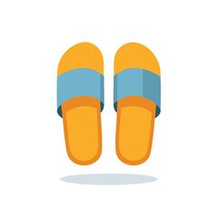 Pair of orange and blue summer slip on sandals flat design illustration