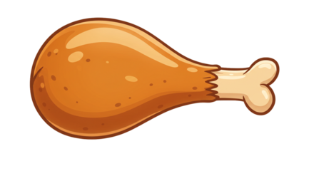 Delicious fried poultry leg piece tasty crispy drumstick golden brown chicken dinner cartoon food illustration on transparent background