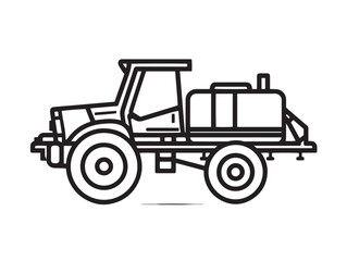 Tractor Mounted Sprayer Icon in Sleek Minimal Agricultural Line Vector Illustration Design