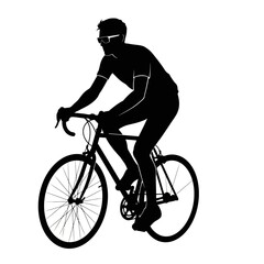 Obraz premium Cyclist riding a bicycle silhouette isolated on white background