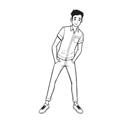 A Handsome Man Silhouette Black and White Vector Image Illustration for Modern Art and Digital Design