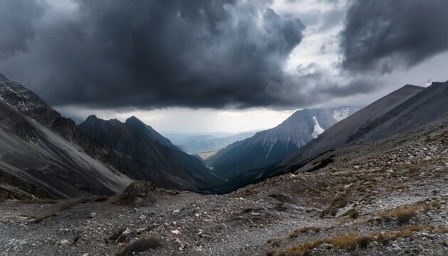 dark clouds over black mountains - Powered by Adobe