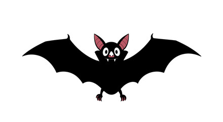 Obraz premium Cartoon flying animal with wings halloween spooky cute bat illustration vector graphic design element on transparent background