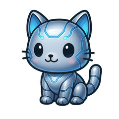 Creative luminous sparkle overlay – Cute Futuristic Cyber Cat Robot Illustration optimized for branding, seasonal campaigns, and digital media projects