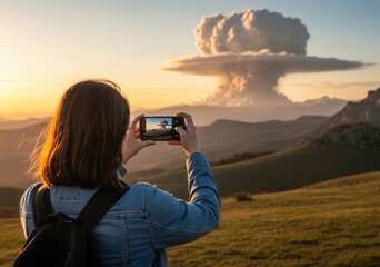 Young Woman Facing the Explosion's Beauty