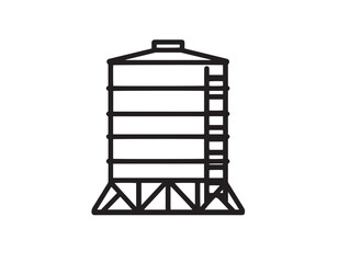 Modern Water Reservoir Tank Icon in Clear Functional Vector Illustration Style