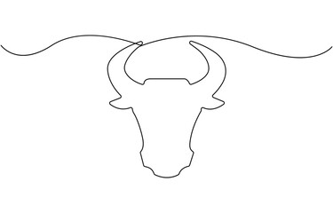 Bull animal continuous one line drawing.