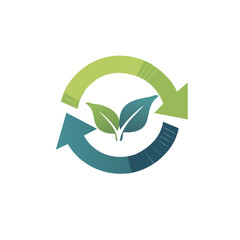 Obraz premium Nature inspired circular arrows with leaves representing ecological balance and recycling