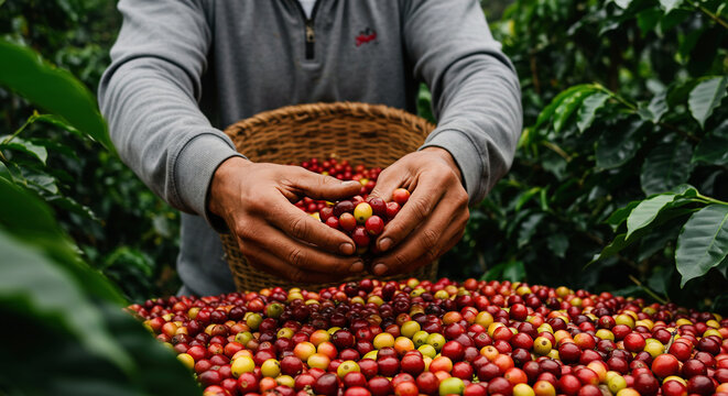 hands holding a bunch of coffee