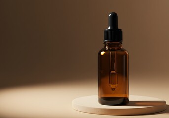 Fototapeta premium Amber Glass Dropper Bottle, Beauty Serum, Skincare Product, Cosmetic Oil, Natural, Product Photography.