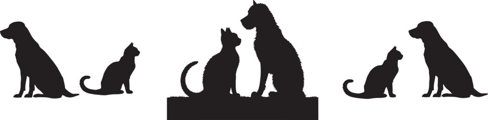 vector illustration of a set of black silhouettes of trees © Nusrat