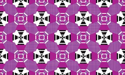 The fabric pattern is a geometric shape that is stacked in a circle. There are triangles and squares mixed colors 