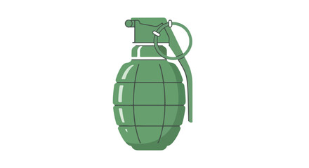 Fototapeta premium Simple digital illustration of a classic green hand grenade with detailed design and traditional pin and lever mechanism for safety