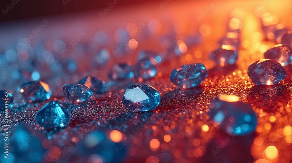 Aufkleber 3d rendering image of vibrant glittering surface covered with sharp edged gems crystals