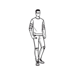 Obraz premium A Handsome Man Silhouette Black and White Vector Image Illustration for Modern Art and Digital Design