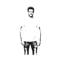 A Handsome Man Silhouette Black and White Vector Image Illustration for Modern Art and Digital Design