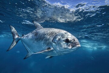 Fototapeta premium Permit Fish. Underwater Exploration of Oceanic Sharks in Sea Waters
