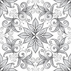 Padr&atilde;o sem emenda de escala de peixe mandala abstrata. Azulejo ornamental, fundo de mosaico. patchwork floral
2