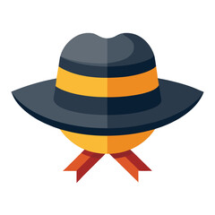 Stylish flat design illustration of a hat with a ribbon accent