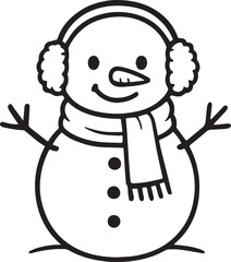 Winter Whimsy: A cheerful snowman illustration, bundled up in a cozy scarf and earmuffs, epitomizes the joy and spirit of winter.