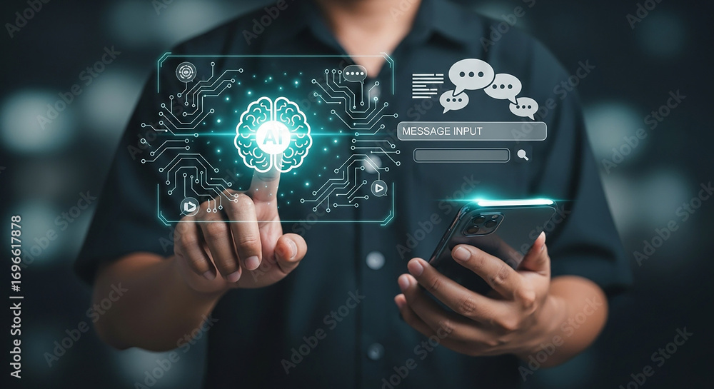 Fototapete ai powered chatbot artificial intelligence human interaction digital technology cloud computing solu