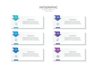 Business infographic template. 6 Step timeline journey. Process diagram, Infographic elements vector illustration.	