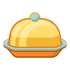 Flat style vector illustration of a butter dish on a white background