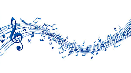 Blue clef music notes key musical border illustration divider clipart, vector stock illustration. Stock Vector