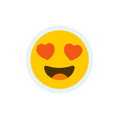 Smiling Face Emoji with Heart Eyes in Flat Style. Love Emoji with Heart Eyes Expression