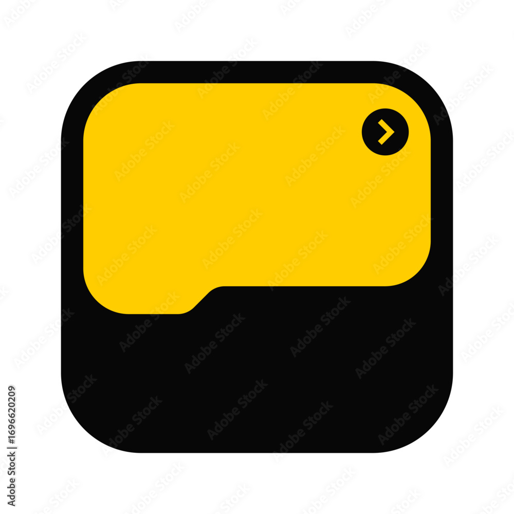 Aufkleber rounded yellow interface frame with black edges. bold yellow ui shell for web or app layout.