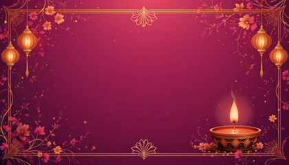 Diwali background with candles and balls, pink background, 4k and HD image