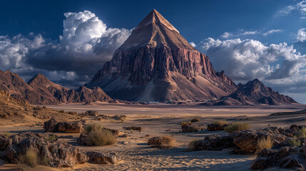 Naklejka premium Big mountain and desert landscape.