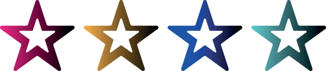 Complete Star Sparkle Vector Set – Glossy Shine Icons with Gradient Effects and Brush Design Collection for Digital Artwork