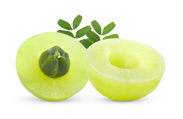 Fresh Indian gooseberries on white background