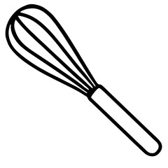 A vector illustration of a simple, bold outline whisk, perfect for culinary-themed designs or kitchenware iconography.